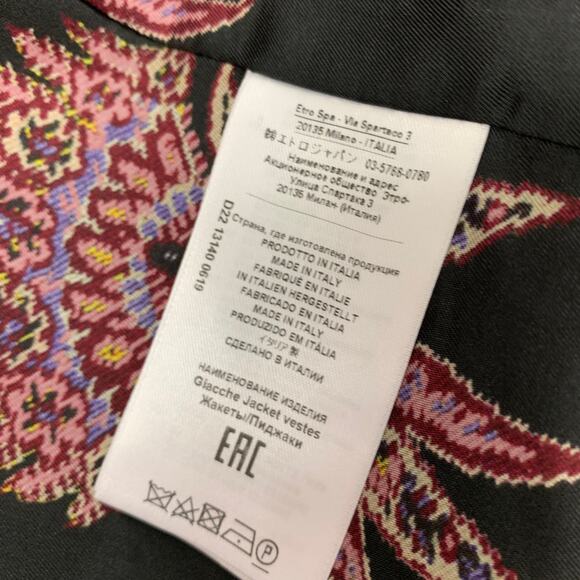 ETRO Size 36 Black Metallic Wool Notch Lapel Jacket - Picture 7 of 9